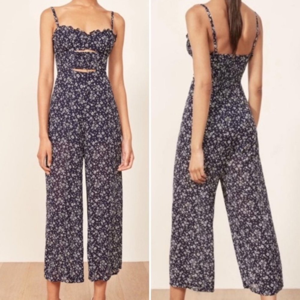Reformation Floral Jumpsuit Blue • 8